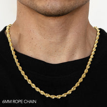 Load image into Gallery viewer, 18K 6MM YELLOW GOLD SOLID DC ROPE 24" CHAIN NECKLACE (AVAILABLE IN LENGTHS 7" - 30")
