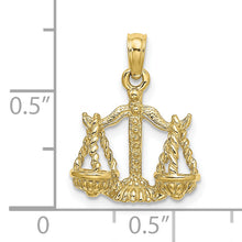 Load image into Gallery viewer, 10K 3-D Libra Zodiac Pendant
