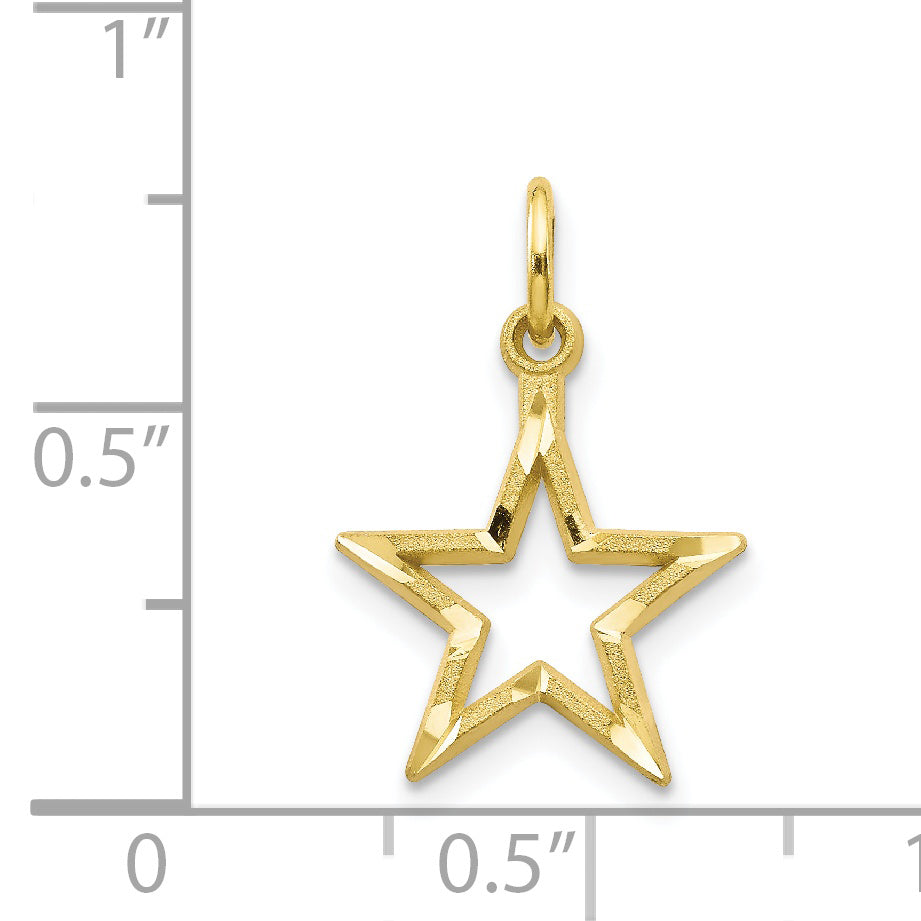 10K Diamond-Cut Flat Back Star Charm