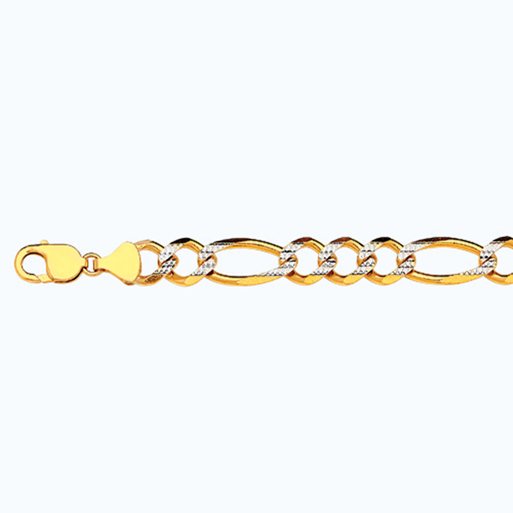 10K 12MM YELLOW GOLD SOLID PAVE FIGARO 18