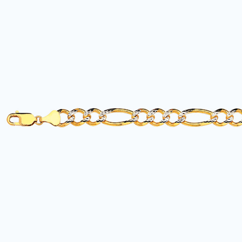 10K 9.5MM YELLOW GOLD SOLID PAVE FIGARO 26