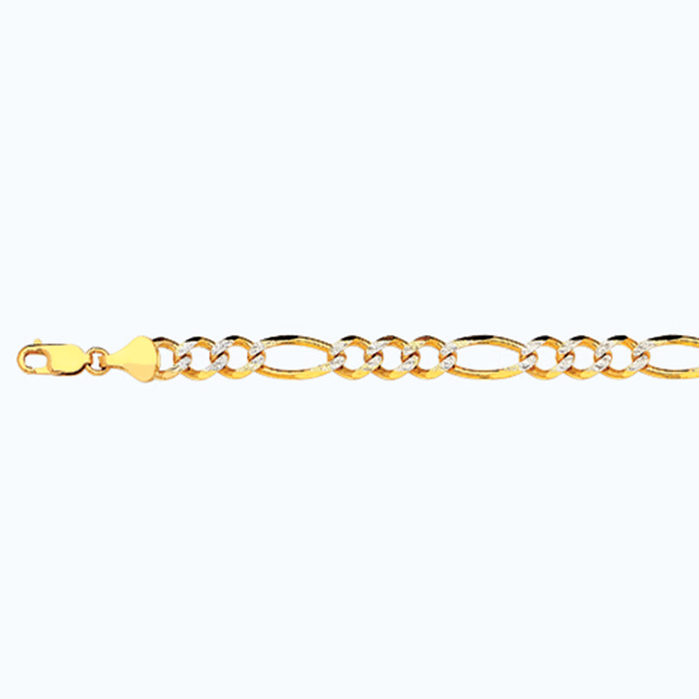 14K 8MM YELLOW GOLD SOLID PAVE FIGARO 24