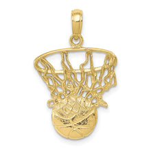 Load image into Gallery viewer, 10K Swoosh Basketball and Net Pendant

