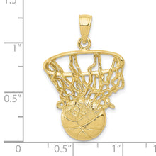 Load image into Gallery viewer, 10K Swoosh Basketball and Net Pendant
