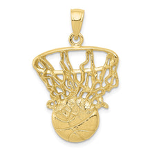 Load image into Gallery viewer, 10K Swoosh Basketball and Net Pendant
