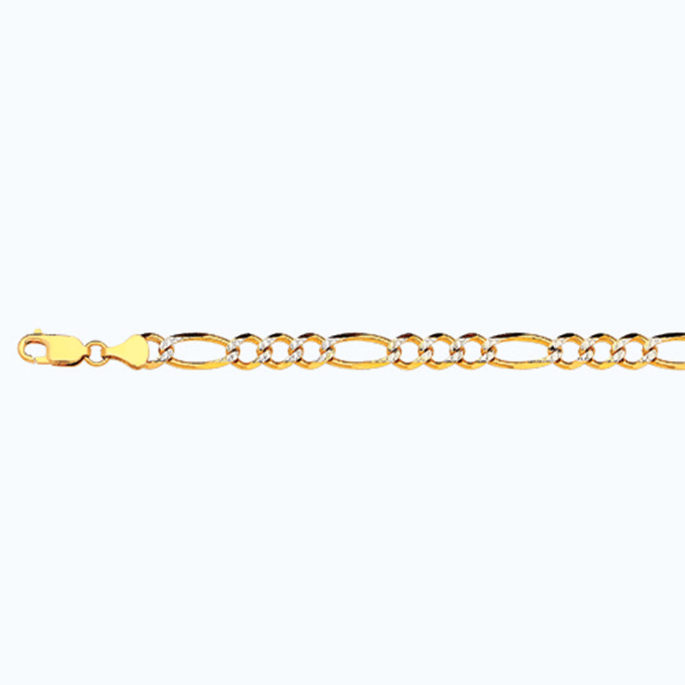 10K 6.5MM YELLOW GOLD SOLID PAVE FIGARO 30