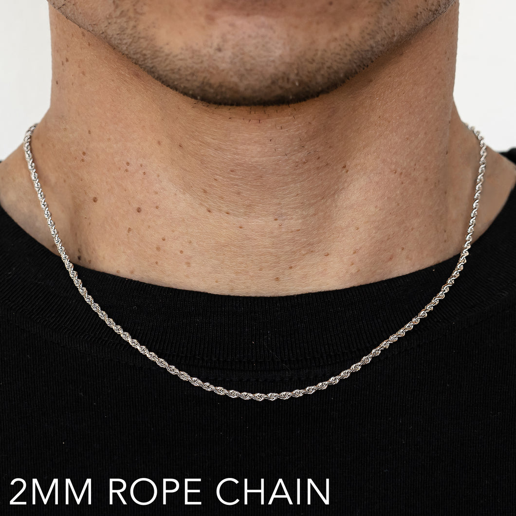 14K 2MM WHITE GOLD SOLID DC ROPE 24