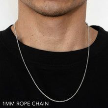 Load image into Gallery viewer, 10K 1MM WHITE GOLD SOLID DC ROPE 30&quot; CHAIN NECKLACE (AVAILABLE IN LENGTHS 7&quot; - 30&quot;)
