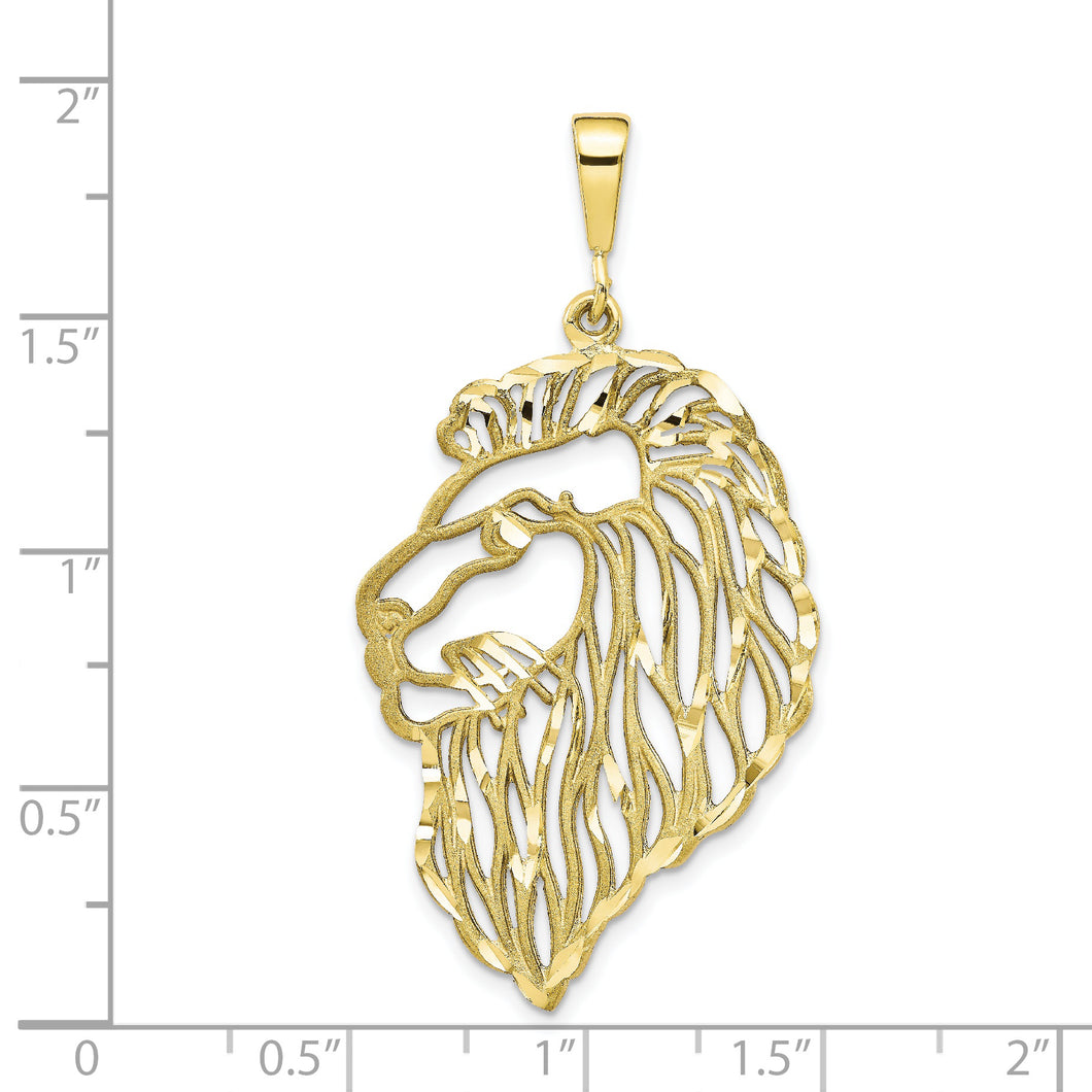 10k Solid Diamond-cut Lions Head Charm