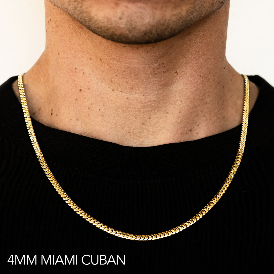 10K 4MM YELLOW GOLD SOLID MIAMI CUBAN 24