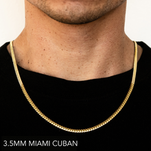 Load image into Gallery viewer, 18K 3.5MM YELLOW GOLD SOLID MIAMI CUBAN 24" CHAIN NECKLACE (AVAILABLE IN LENGTHS 7" - 30")
