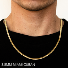 Load image into Gallery viewer, 10K 3.5MM YELLOW GOLD SOLID MIAMI CUBAN 24&quot; CHAIN NECKLACE (AVAILABLE IN LENGTHS 7&quot; - 30&quot;)
