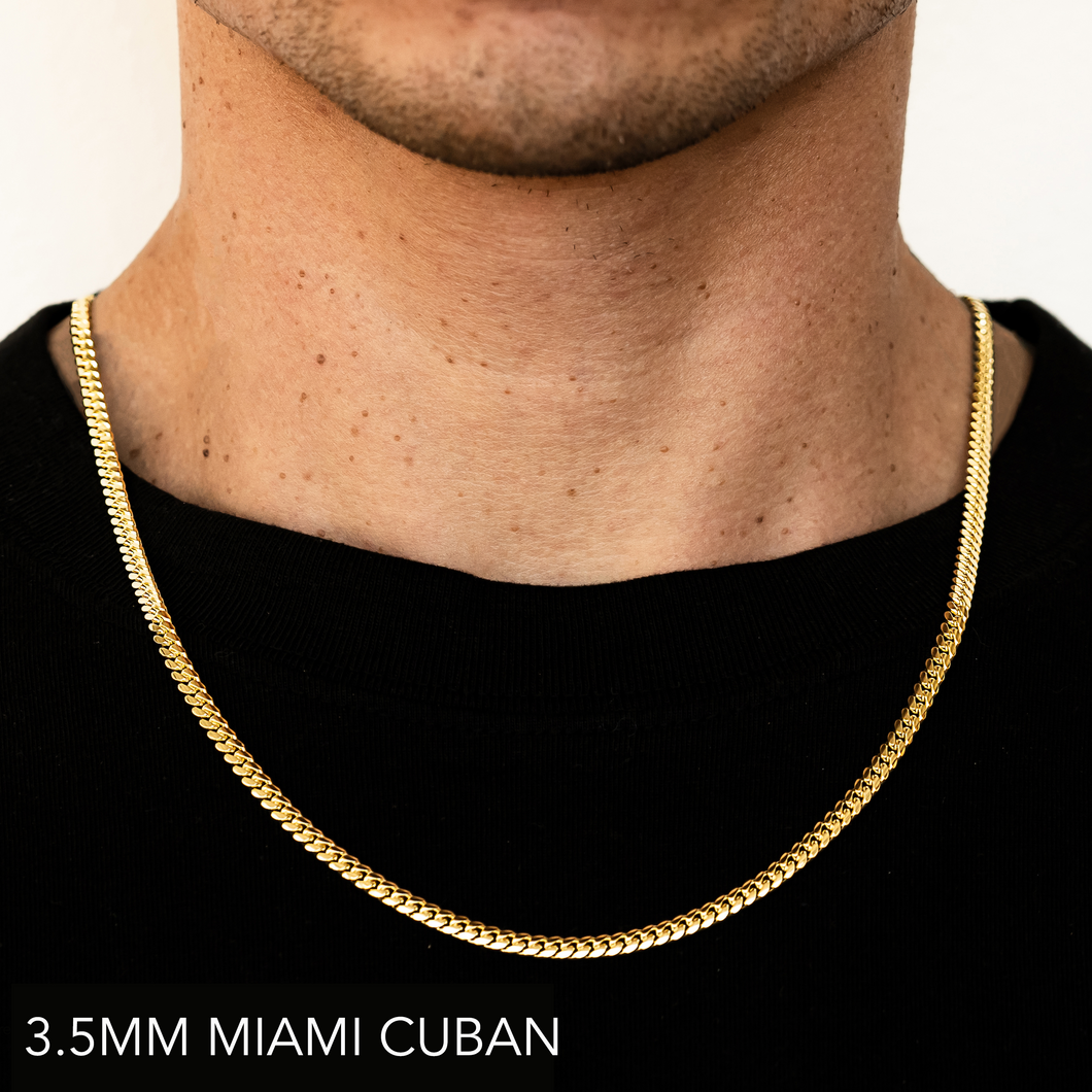 10K 3.5MM YELLOW GOLD SOLID MIAMI CUBAN 24