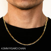 Load image into Gallery viewer, 10K 4.5MM YELLOW GOLD SOLID FIGARO 24&quot; CHAIN NECKLACE (AVAILABLE IN LENGTHS 7&quot; - 30&quot;)
