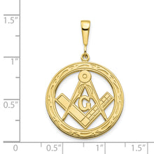 Load image into Gallery viewer, 10k Polished and Textured Masonic Symbol Pendant
