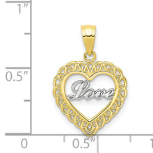 Load image into Gallery viewer, 10K w/ Rhodium LOVE Heart Charm
