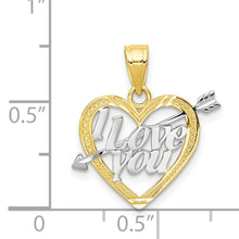 Load image into Gallery viewer, 10K w/ Rhodium I LOVE YOU Heart Charm
