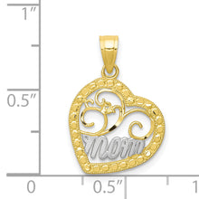 Load image into Gallery viewer, 10K &amp; Rhodium MOM Heart Charm
