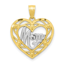 Load image into Gallery viewer, 10K &amp; Rhodium MOM Heart Charm
