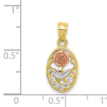 Load image into Gallery viewer, 10K Two-Tone w/White Rhodium CZ Rose Charm
