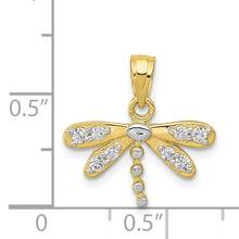 Load image into Gallery viewer, 10K w/ Rhodium CZ Dragonfly Charm
