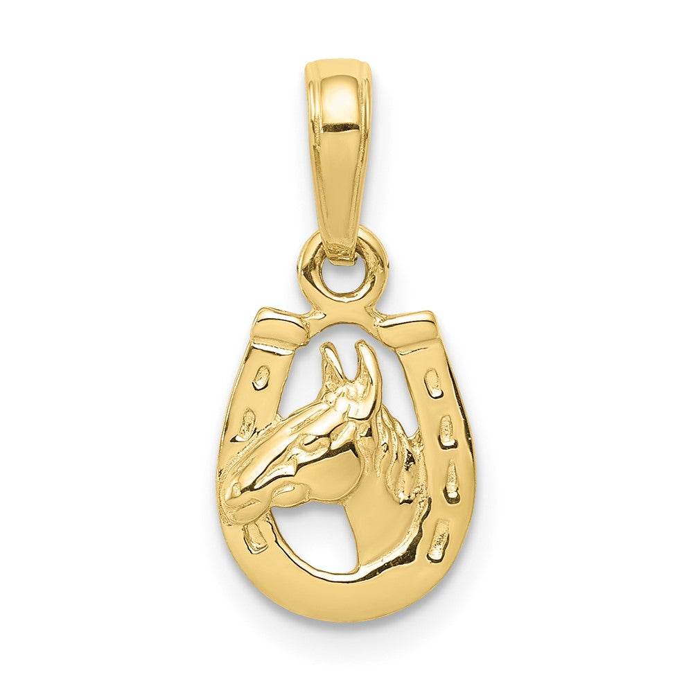 10k Horse Head in Horseshoe Pendant