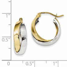 Load image into Gallery viewer, 10k Two-tone Polished Double Hoop Earrings
