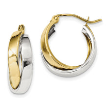 Load image into Gallery viewer, 10k Two-tone Polished Double Hoop Earrings
