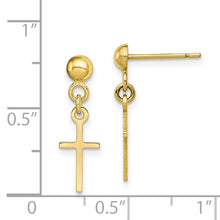 Load image into Gallery viewer, 10k YG Polished Cross Dangle Post Earrings
