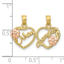 Load image into Gallery viewer, 10K Two-Tone MOM - DAUGHTER Break-apart Hearts Pendant
