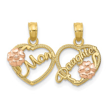 Load image into Gallery viewer, 10K Two-Tone MOM - DAUGHTER Break-apart Hearts Pendant
