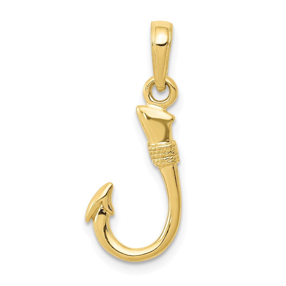 10K 3D Fish Hook Pendant