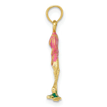 Load image into Gallery viewer, 10K 3-D Enameled Pink Flamingo Pendant
