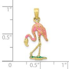 Load image into Gallery viewer, 10K 3-D Enameled Pink Flamingo Pendant
