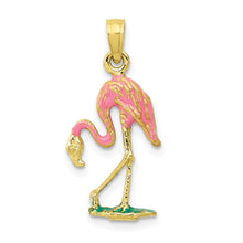 Load image into Gallery viewer, 10K 3-D Enameled Pink Flamingo Pendant
