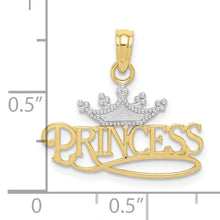 Load image into Gallery viewer, 10k w/Rhodium PRINCESS w/White Crown Charm
