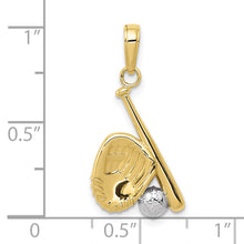 Load image into Gallery viewer, 10K W/Rhodium Baseball, Bat, and Glove Pendant
