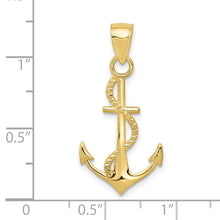 Load image into Gallery viewer, 10K Gold Polished Anchor W/Rope Pendant
