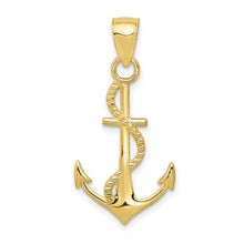 Load image into Gallery viewer, 10K Gold Polished Anchor W/Rope Pendant
