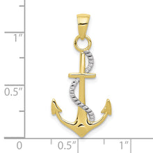 Load image into Gallery viewer, 10K w/Rhodium Polished Anchor W/Rope Pendant
