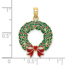 Load image into Gallery viewer, 10K Enamel Christmas Wreath Charm
