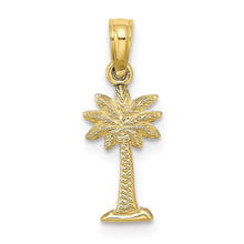 Load image into Gallery viewer, 10K Textured Mini Palmetto Palm Tree Charm
