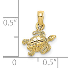 Load image into Gallery viewer, 10K Textured Sea Turtle Charm
