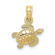 Load image into Gallery viewer, 10K Textured Sea Turtle Charm
