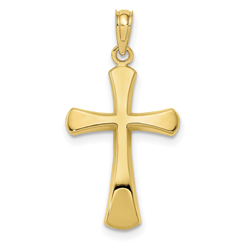 10K Polished Beveled Cross w/ Round Tips Charm