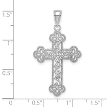 Load image into Gallery viewer, 10K White Gold Textured  Beaded Edge Cross Charm
