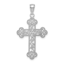 Load image into Gallery viewer, 10K White Gold Textured  Beaded Edge Cross Charm
