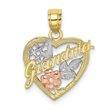 Load image into Gallery viewer, 10K Two-tone w/White Rhodium &num;1 GRANDMA In Heart Charm
