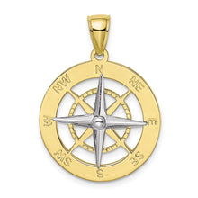 Load image into Gallery viewer, 10K w/Rhodium Nautical Compass White Needle Charm
