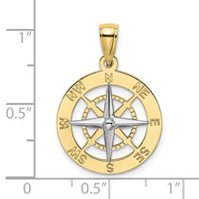 Load image into Gallery viewer, 10K w/Rhodium Nautical Compass White Needle Charm
